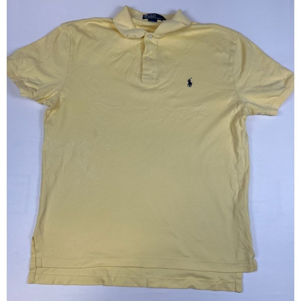 Polo Ralph Lauren Men Size M Yellow Polo Shirt Classic Fit Navy Pony Logo